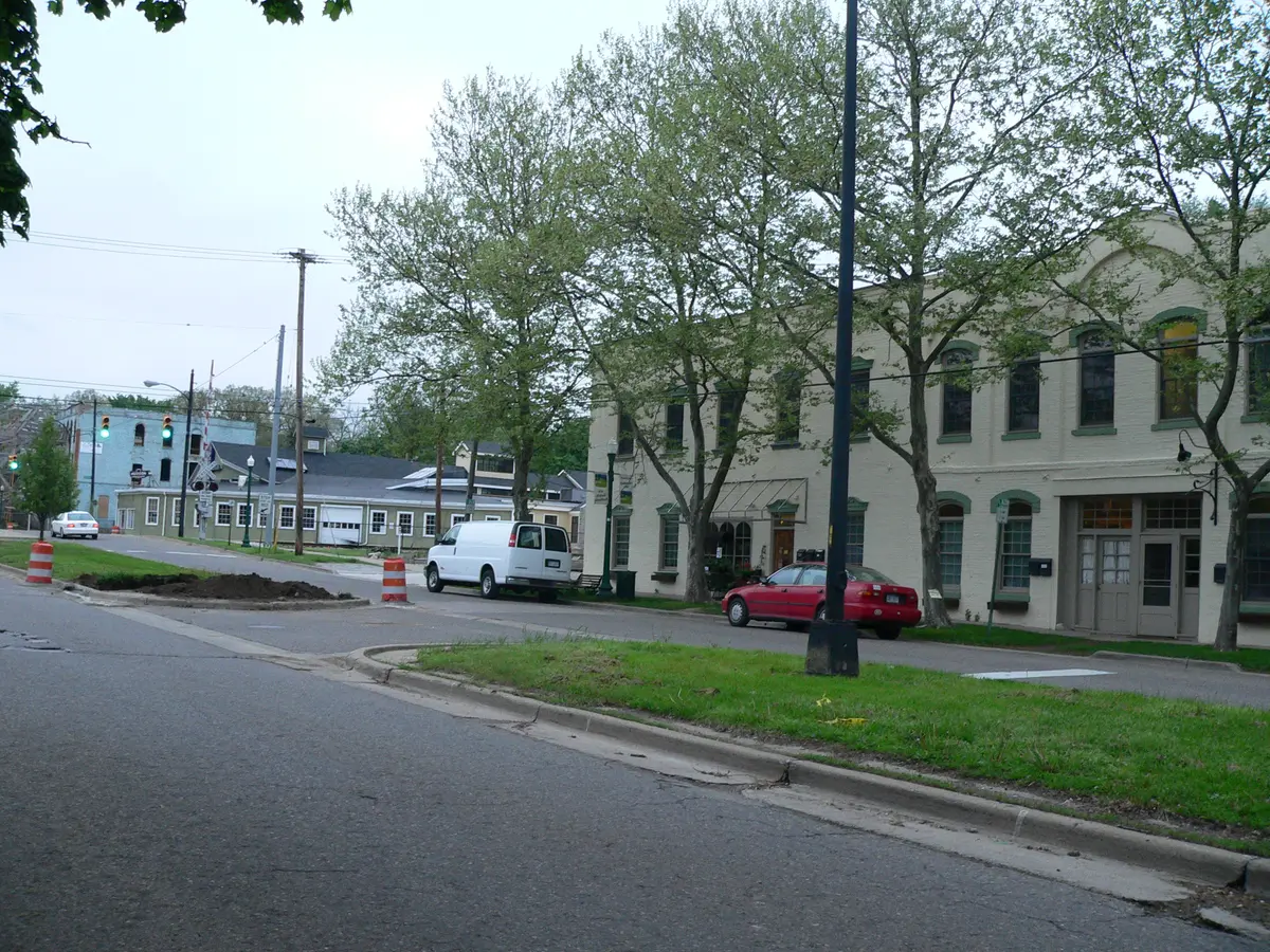Depot Town buildings on River Street, Ypsilanti, Michigan